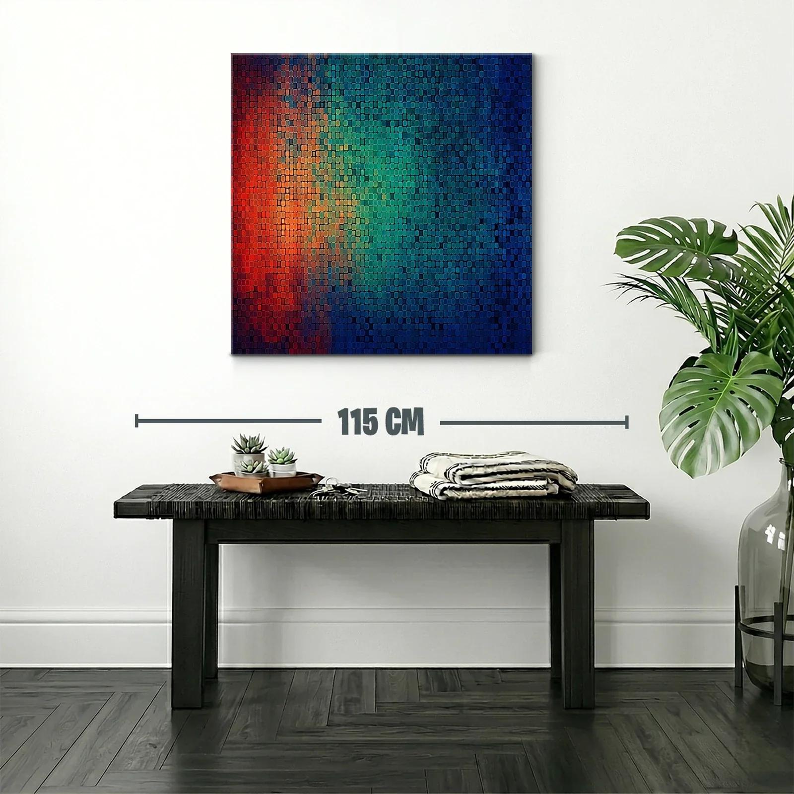 Cuadro abstracto mosaico en vibrantes tonos cálidos y fríos — miniatura 2