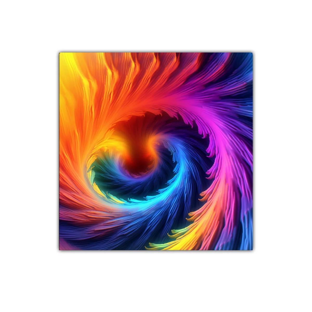 Cuadro abstracto espiral de colores vibrantes y dinámicos