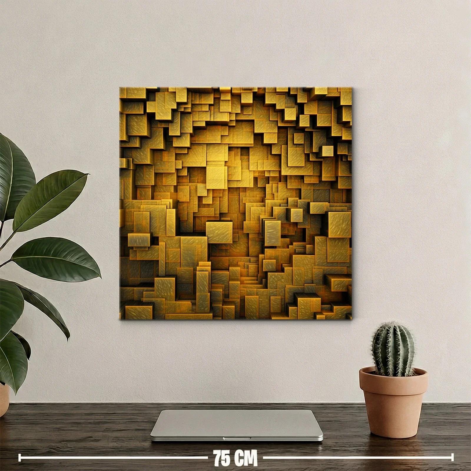 Diseño abstracto de recuadros encajados dorados y negros — miniatura 2