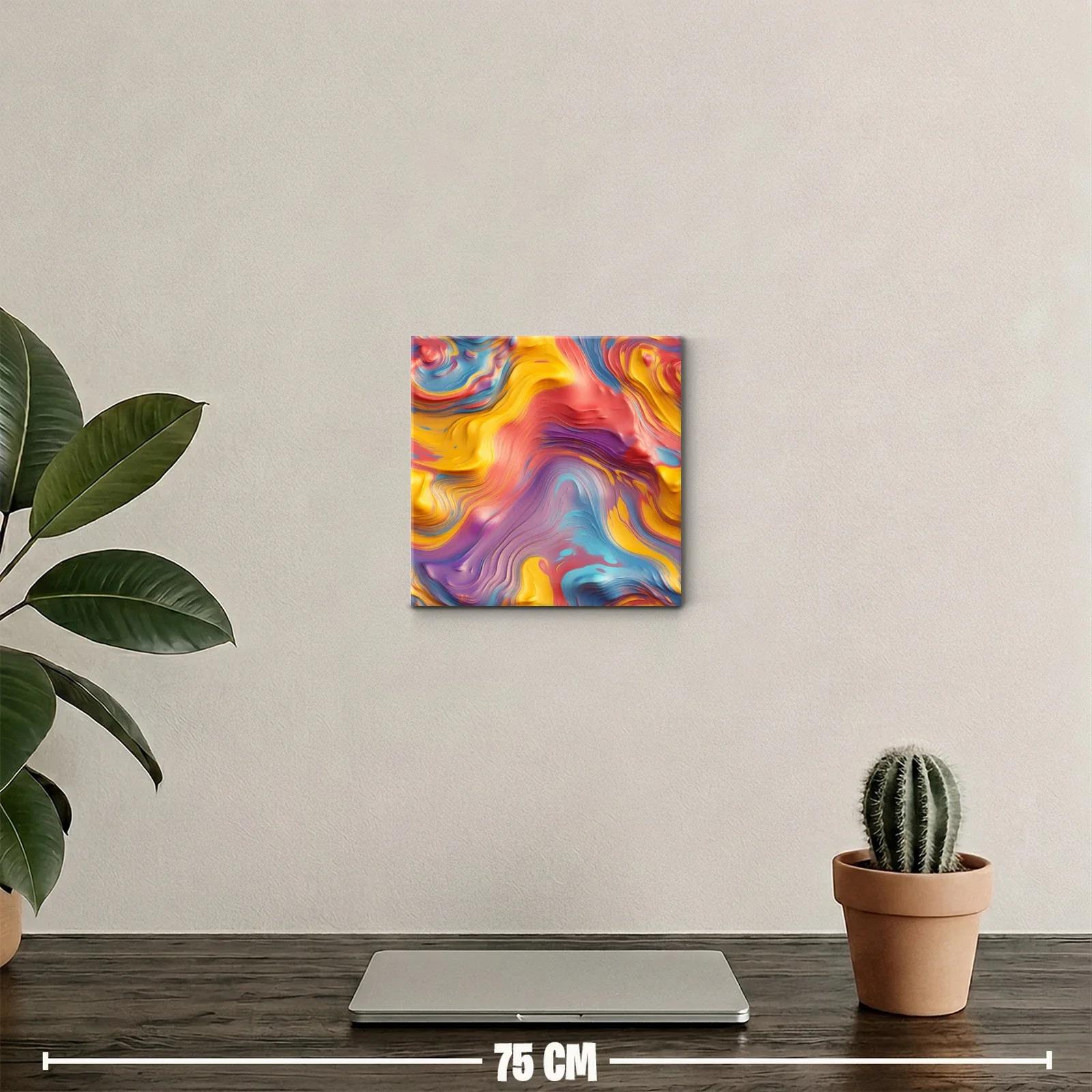 Cuadro abstracto con formas fluidas en tonos vibrantes — miniatura 2