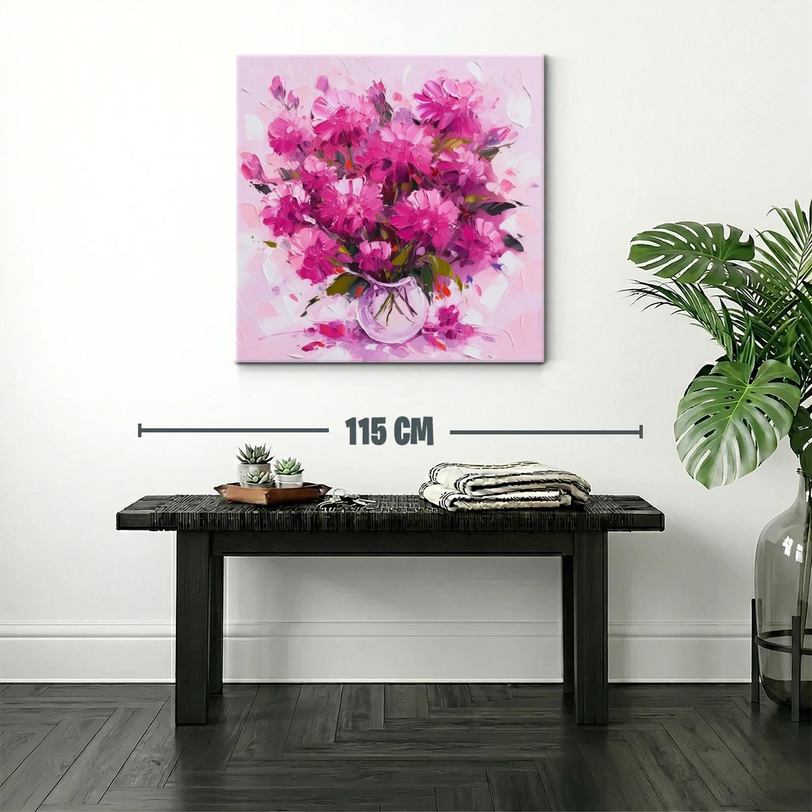 Cuadro floral con vibrantes tonos rosas y lilas — miniatura 2