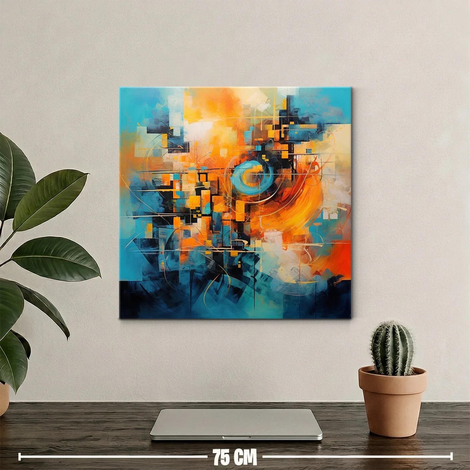 Composición abstracta vibrante en tonos azul y naranja — miniatura 2
