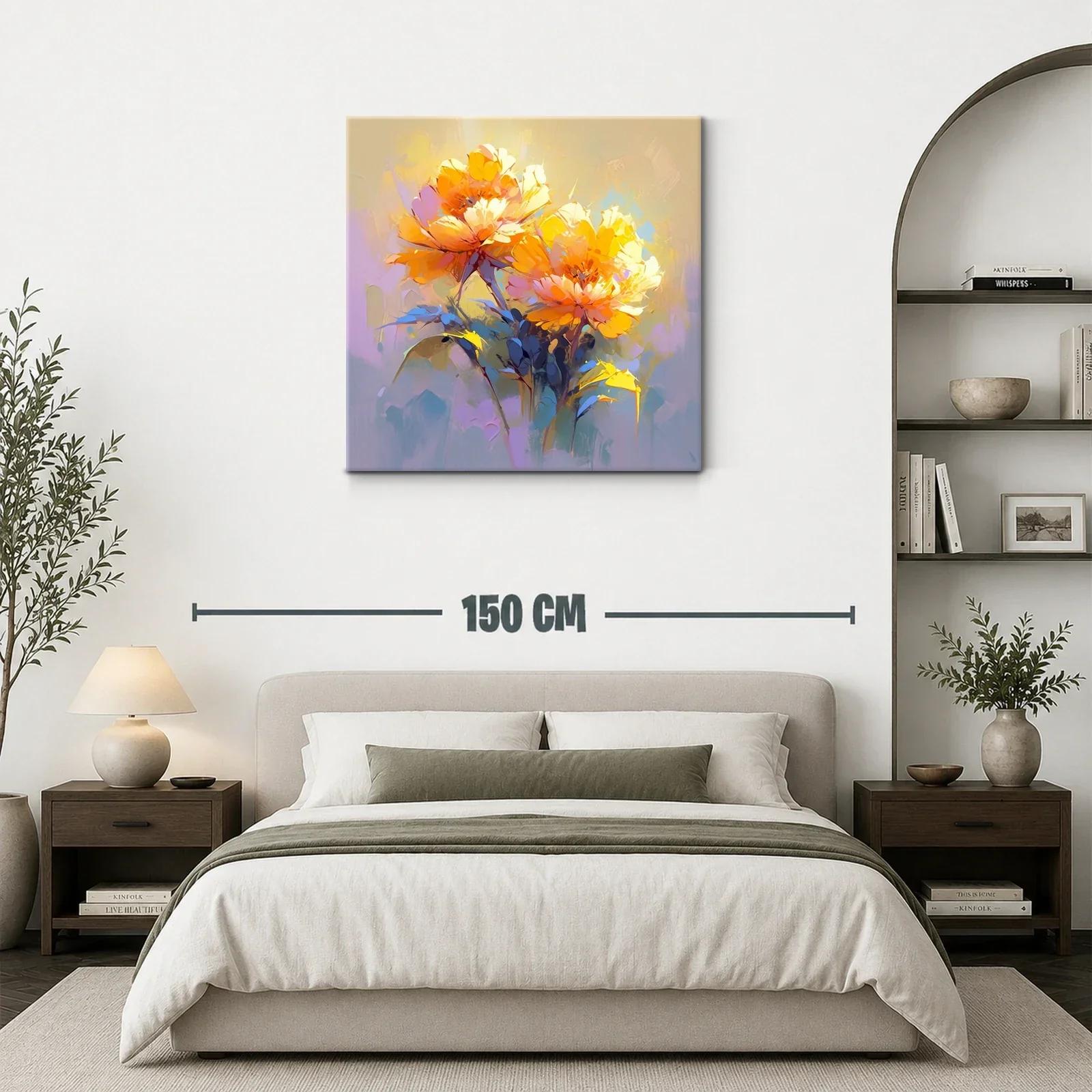Cuadro con flores vibrantes en tonos cálidos y suaves — miniatura 3