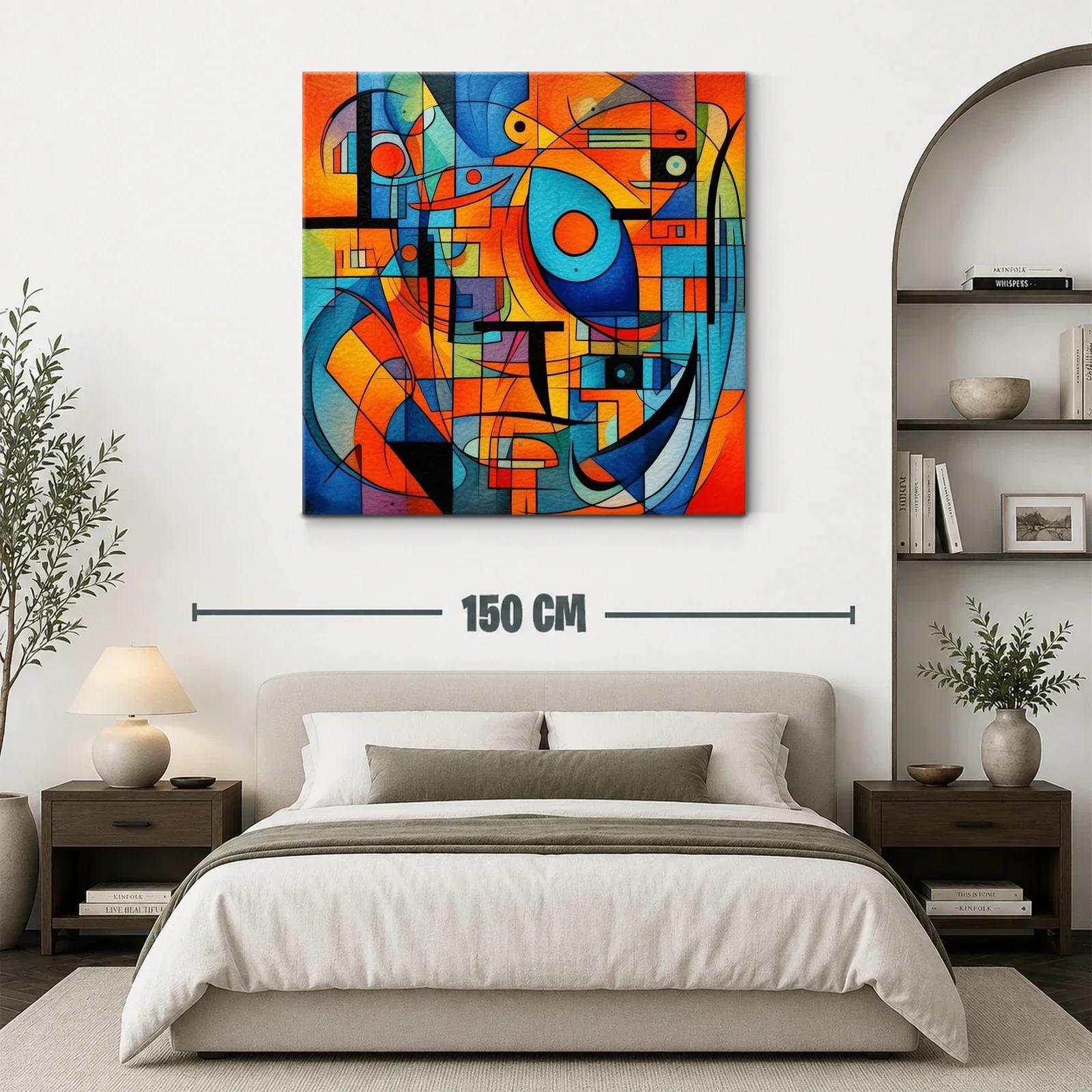 Composición abstracta en tonos cálidos y fríos vibrantes — miniatura 3