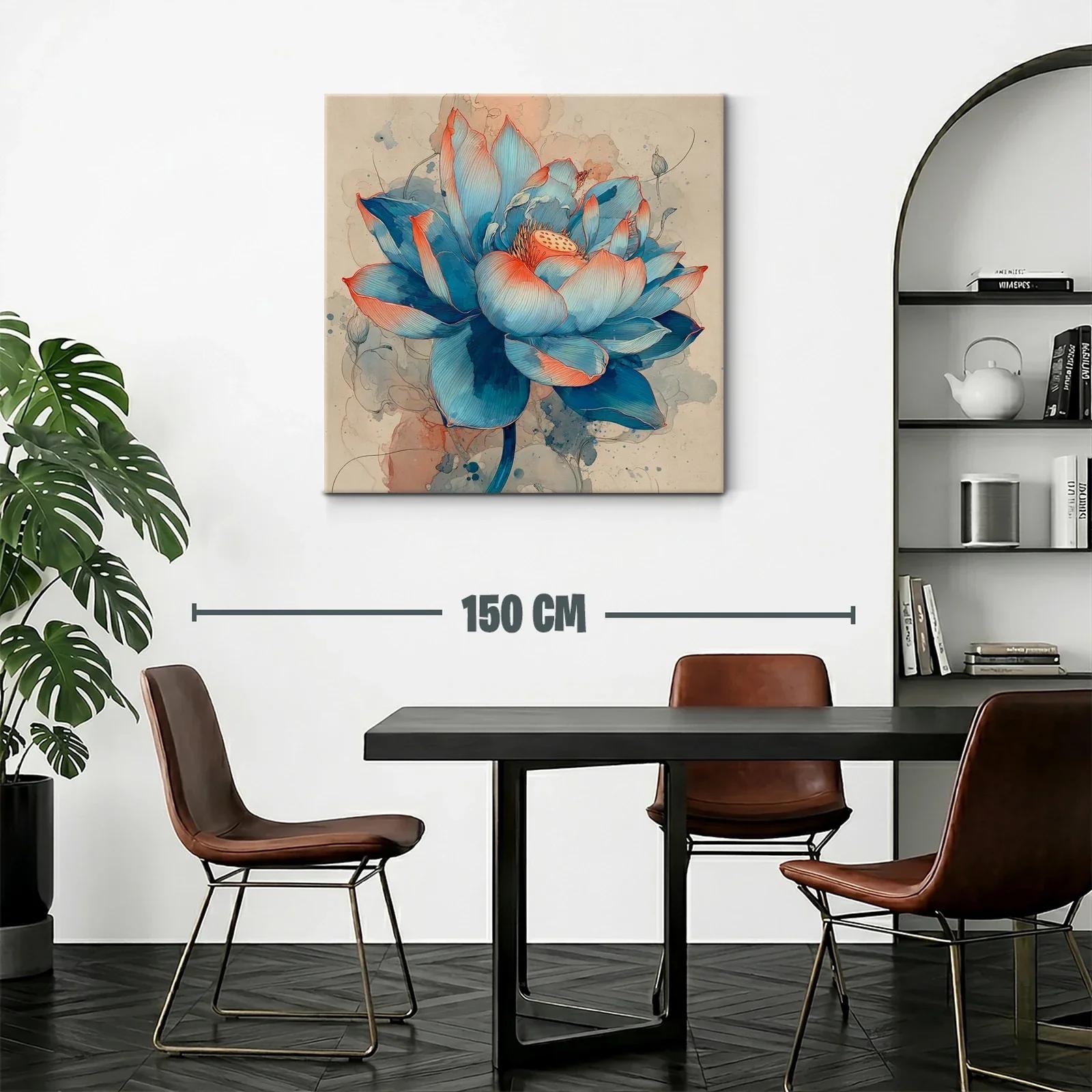Flor Azul con Detalles Rojizos en Estilo Acuarela — miniatura 2