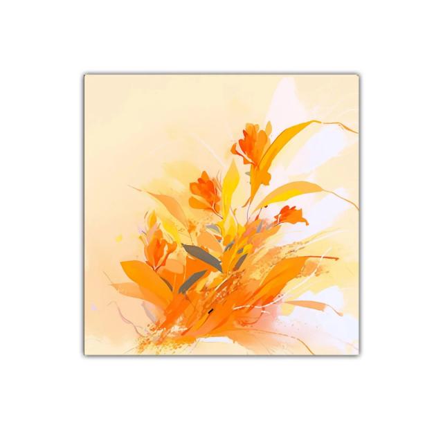 Cuadro decorativo con flores en tonos cálidos y vibrantes