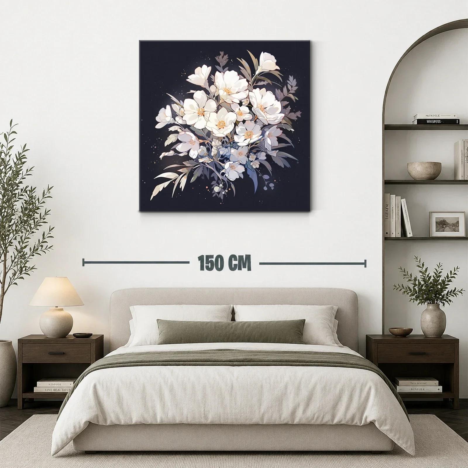 Ramo de flores blancas sobre fondo oscuro elegante — miniatura 3