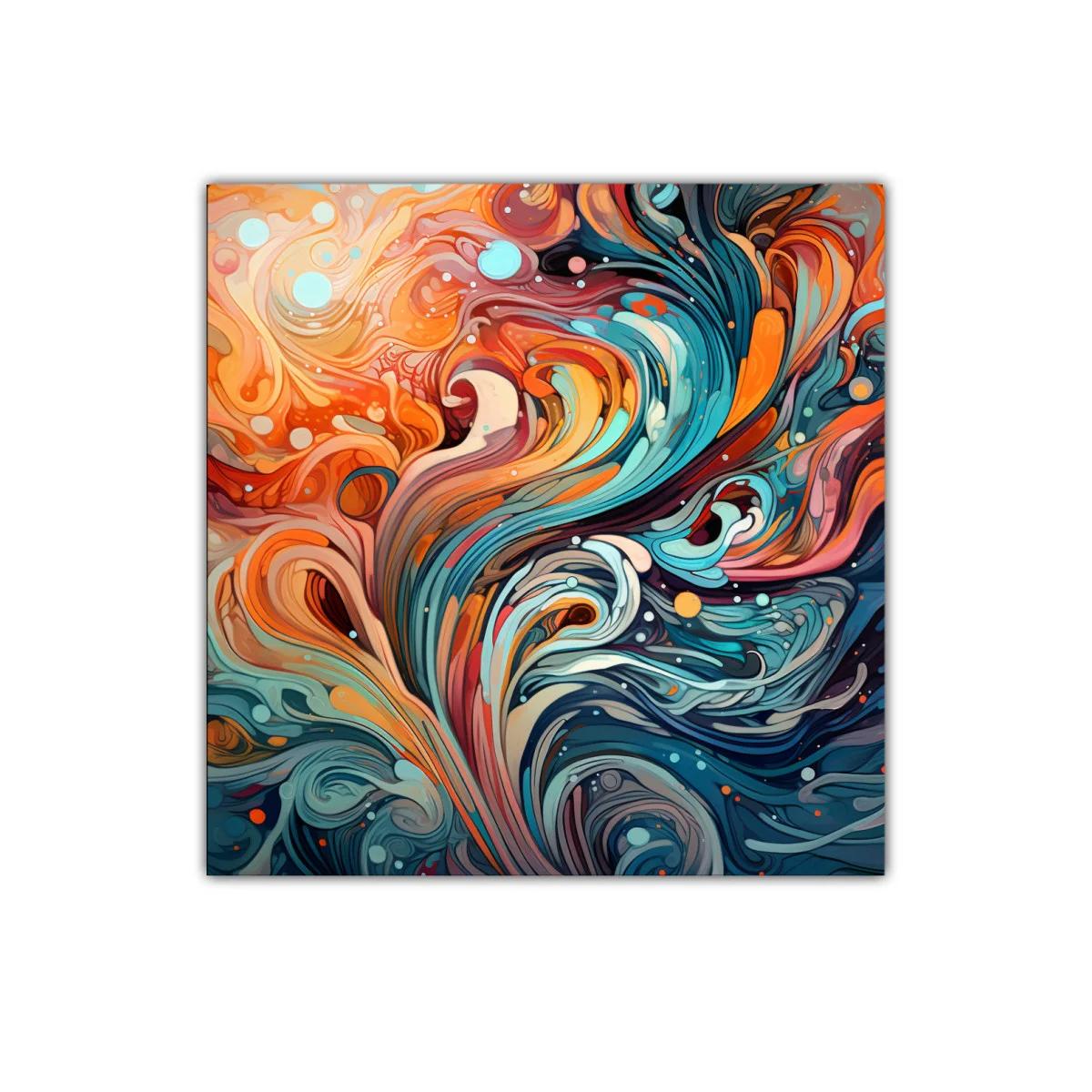 Cuadro decorativo con formas fluidas y vibrantes colores cálidos