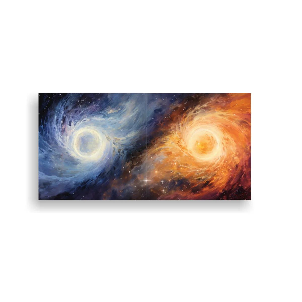 Cuadro dos galaxias espirales con vórtices luminosos — imagen principal