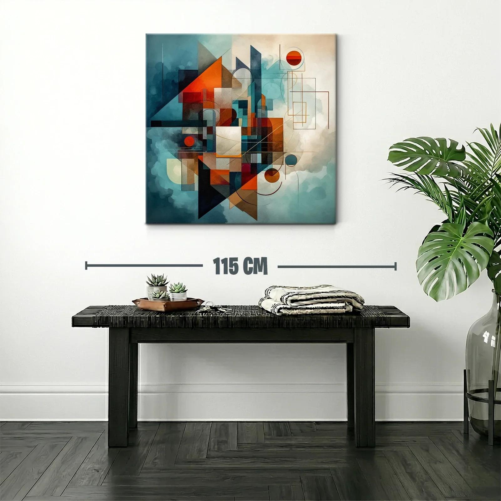 Composición geométrica abstracta en tonos cálidos y fríos — miniatura 2