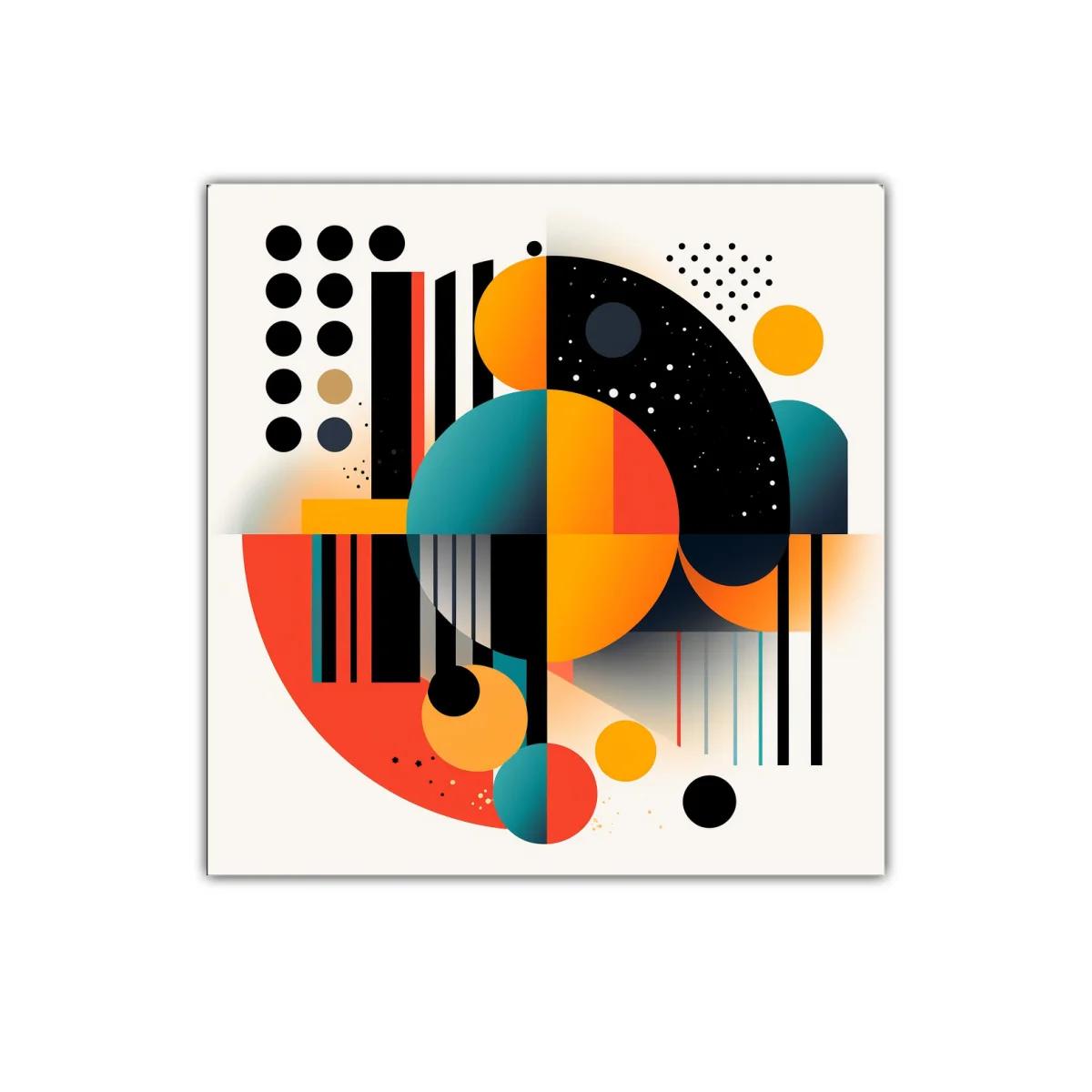 Composición geométrica vibrante en colores cálidos y fríos — imagen principal