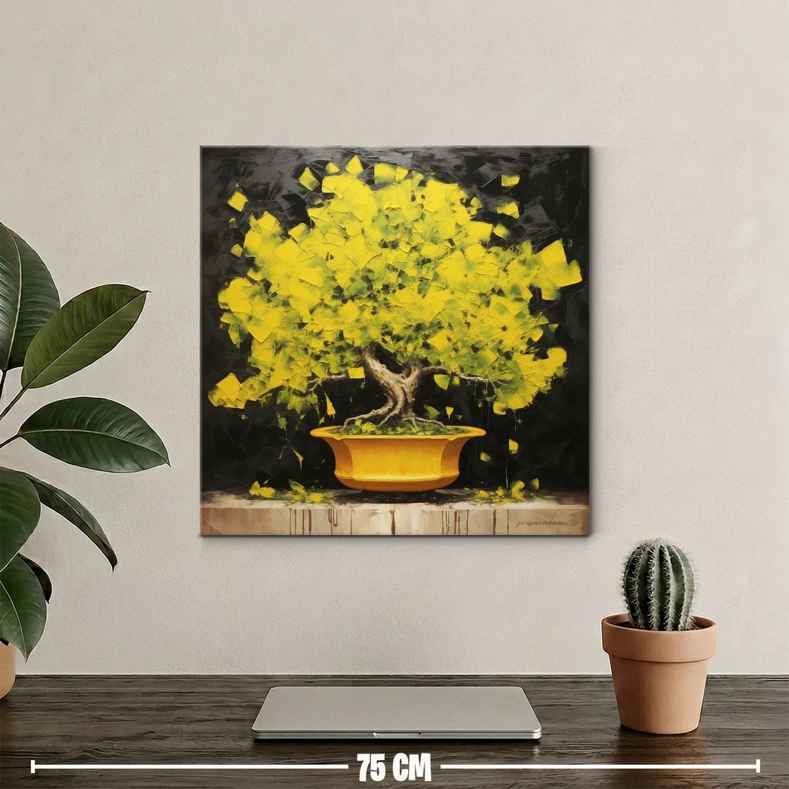 Árbol amarillo vibrante sobre fondo oscuro — miniatura 2