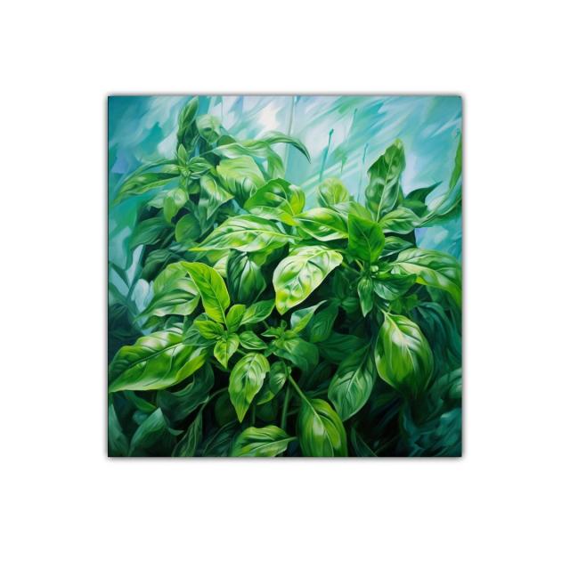 Cuadro decorativo con exuberantes hojas verdes naturales