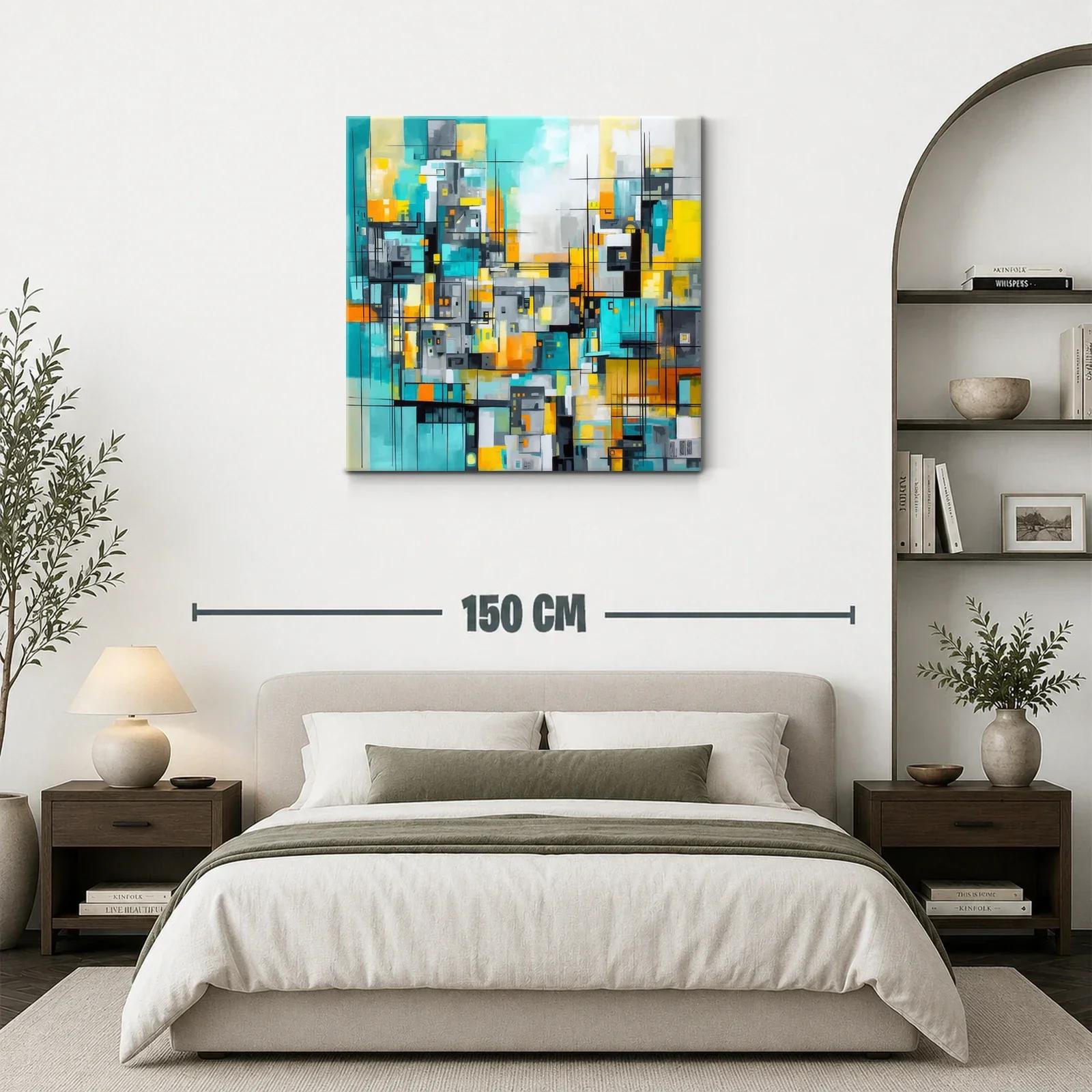 Composición abstracta con tonos vibrantes y líneas geométricas — miniatura 3
