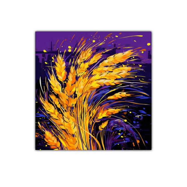 Vibrante ramo de trigo en tonos dorados y morados