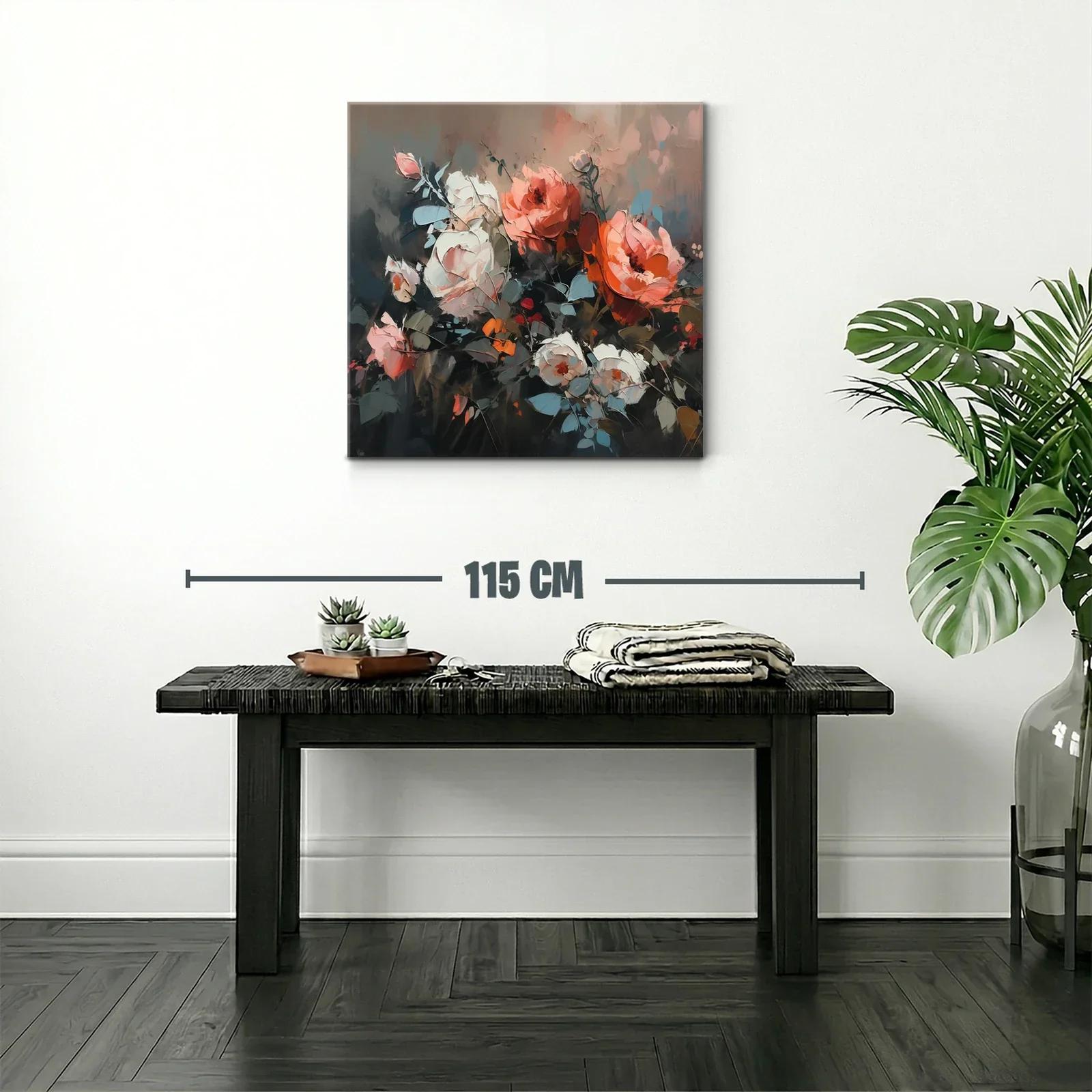 Cuadro floral con tonos cálidos y contraste elegante — miniatura 2
