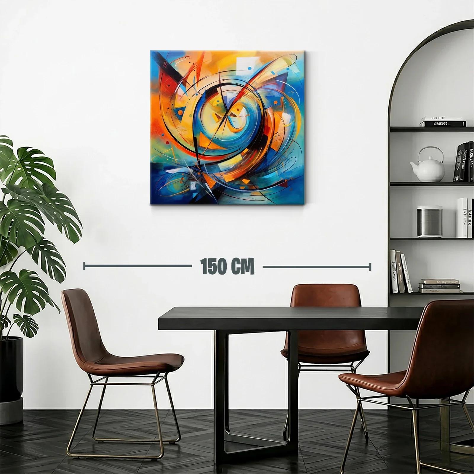 Cuadro abstracto en espirales con tonos cálidos y fríos — miniatura 2