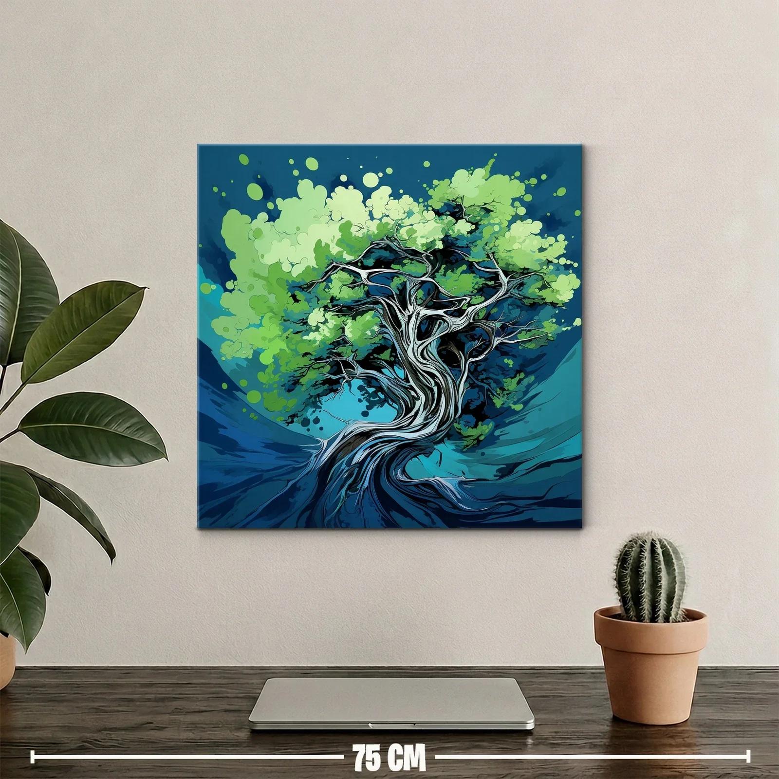 Árbol abstracto con ramas entrelazadas y hojas verdes — miniatura 2