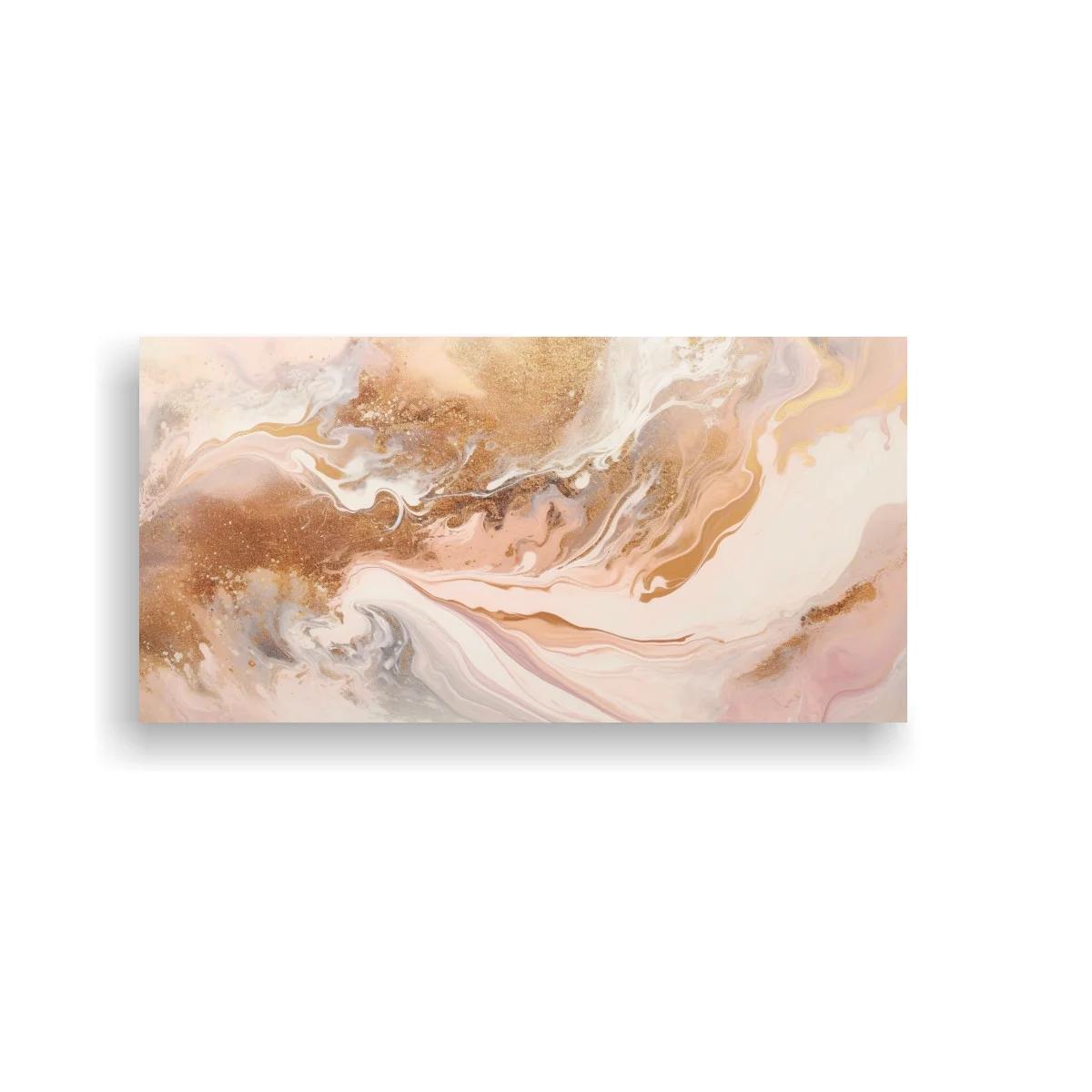 Cuadro remolino de mármol rosado y dorado con vetas minerales — imagen principal