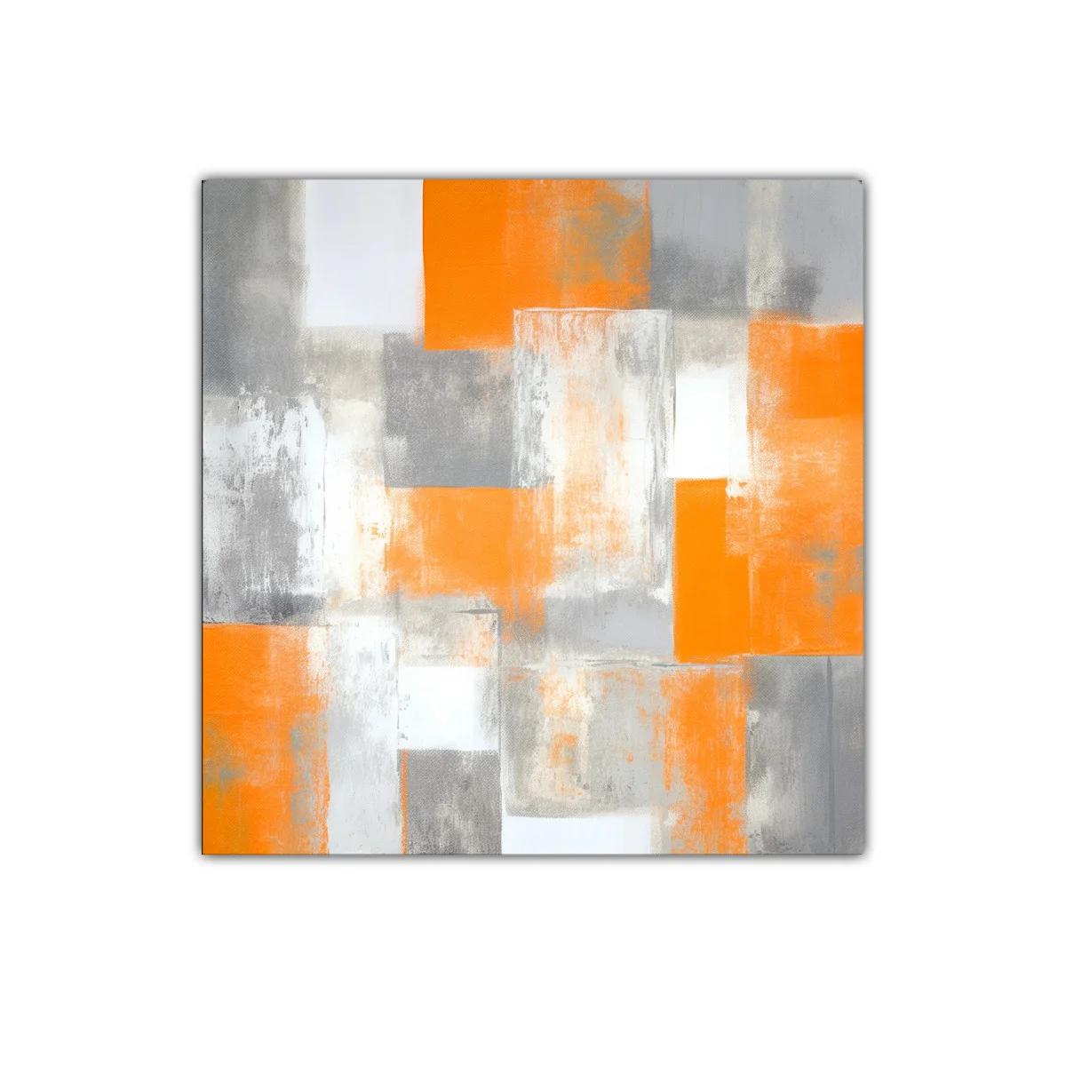 Cuadro abstracto en tonos naranjas y grises para decoración moderna — miniatura 1