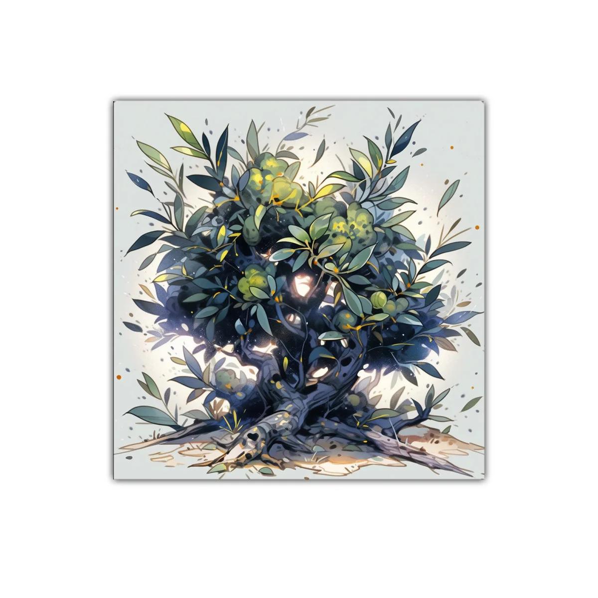Cuadro decorativo árbol mediterráneo moderno y vibrante — imagen principal
