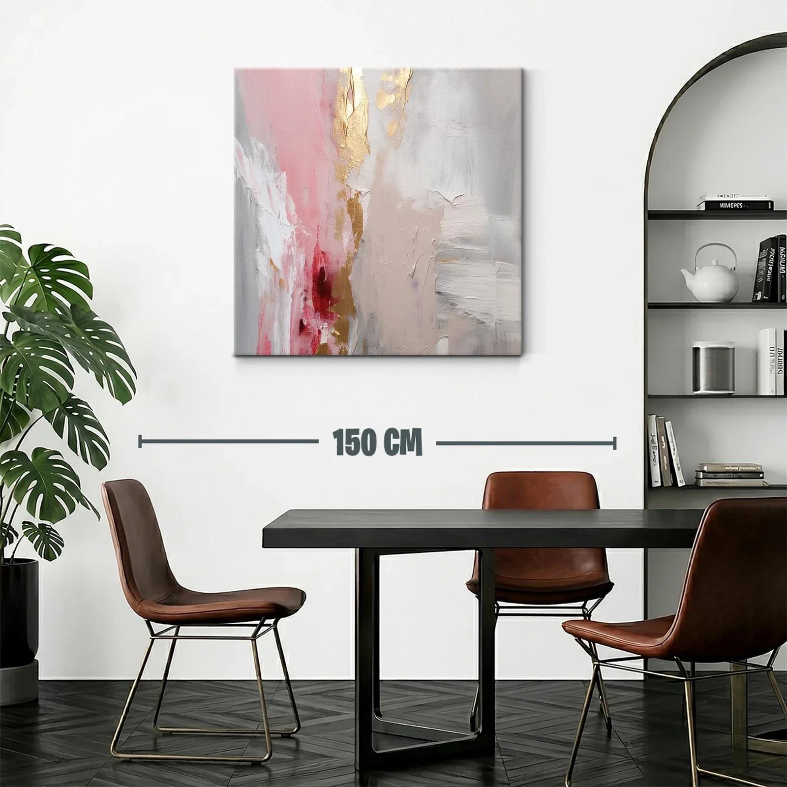 Cuadro abstracto en tonos rosas y dorados elegantes — miniatura 2