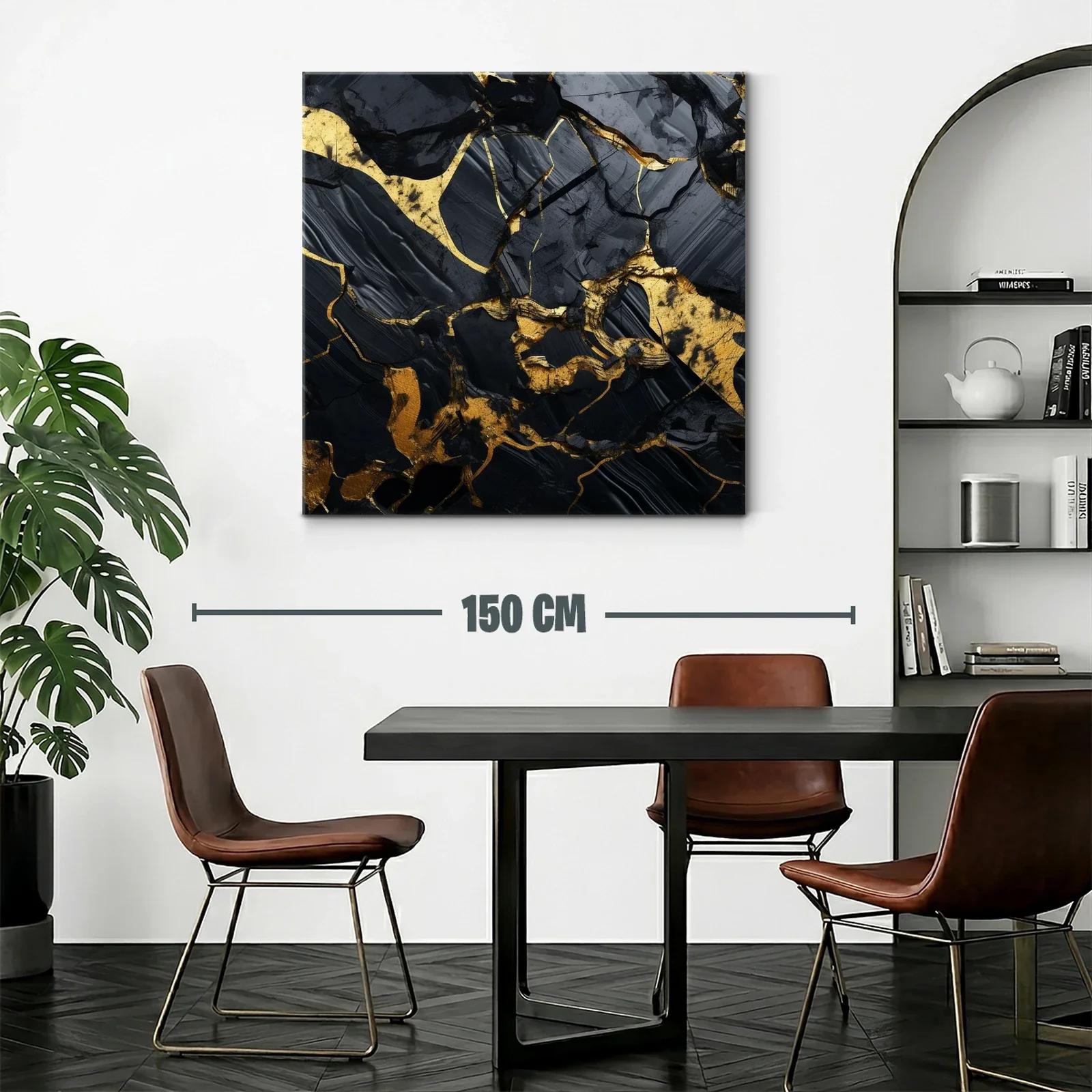 Arte abstracto con detalles en dorado y negros intensos — miniatura 2