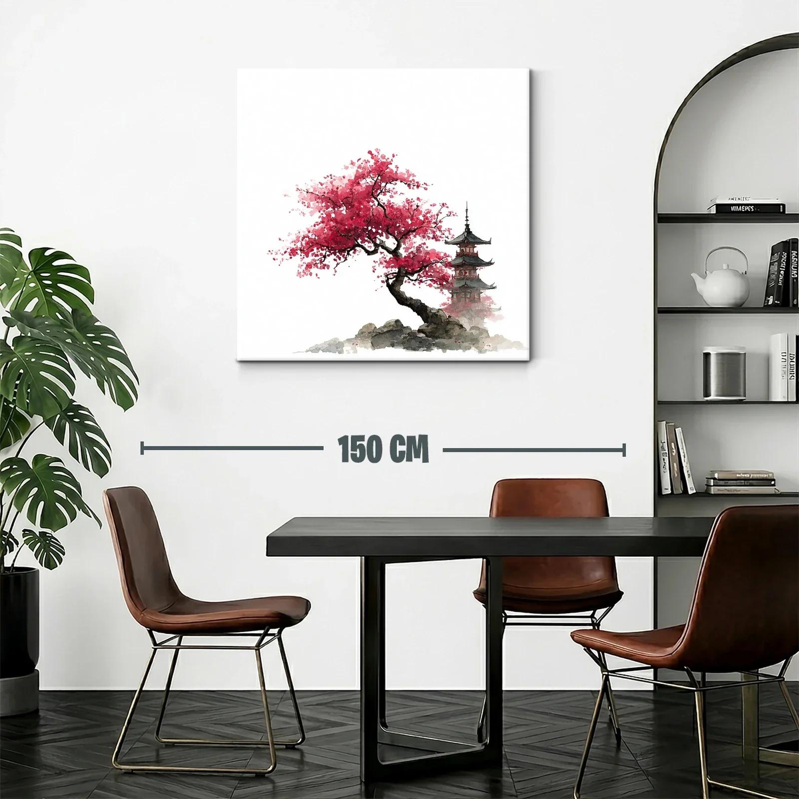 Árbol de Cerezo en Flor con Pagoda Japonesa — miniatura 2