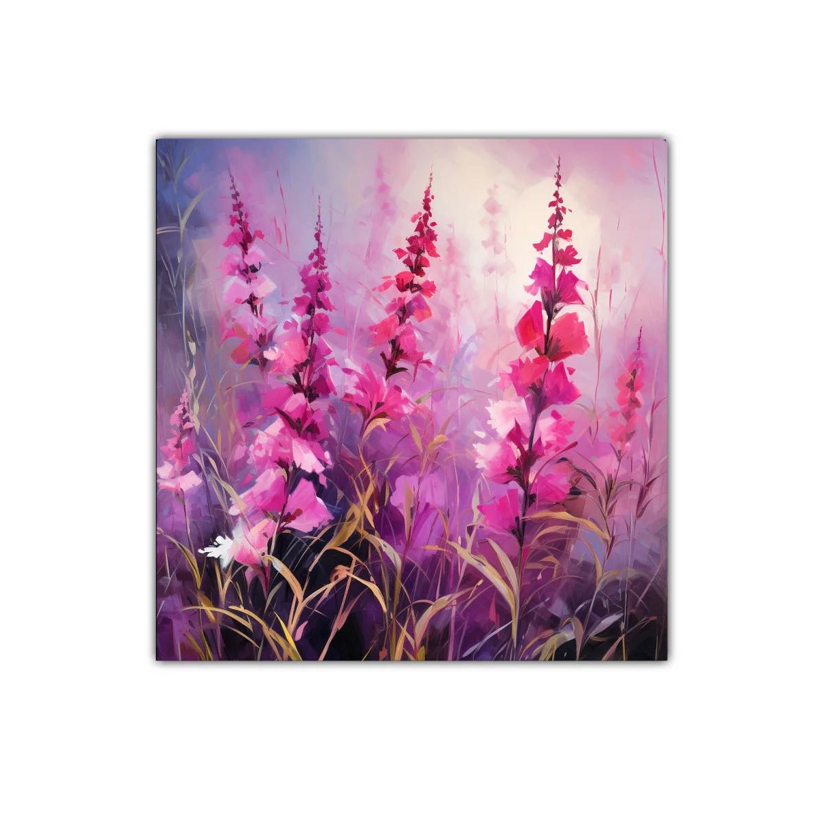 Cuadro decorativo con flores rosas y lilas vibrantes — imagen principal