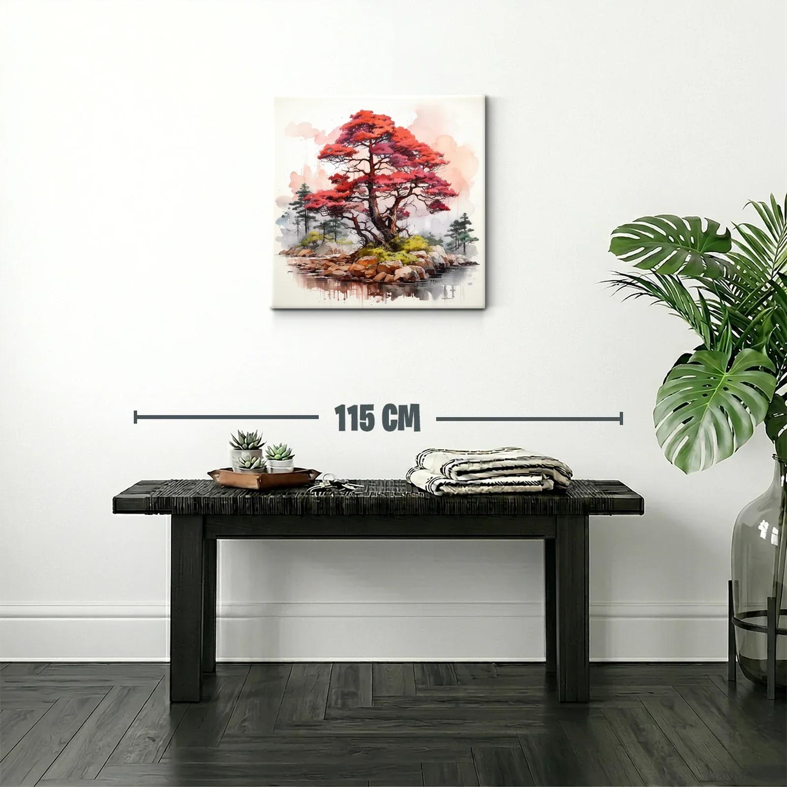 Árbol rojo en isla serena con paisaje natural — miniatura 2