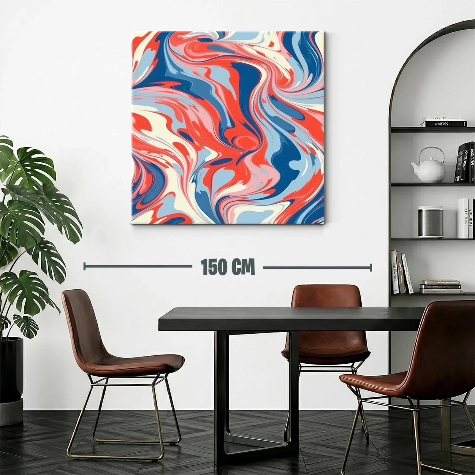 Cuadro Abstracto con Ondulaciones en Tonos Rojos y Azules — miniatura 2