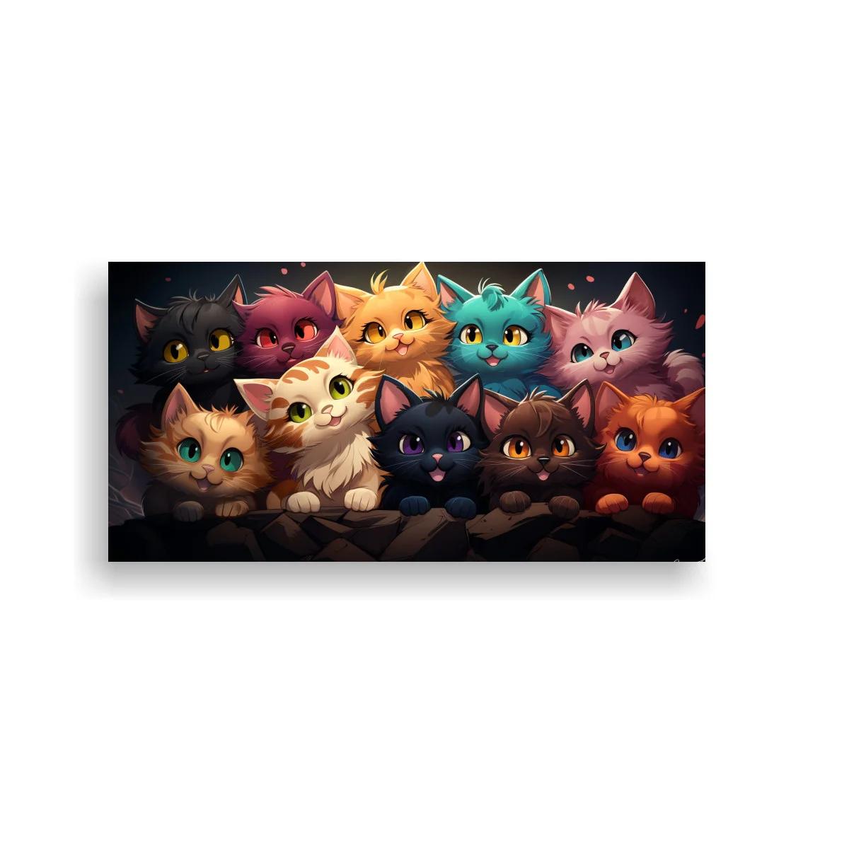 Cuadro grupo de gatitos con patas apoyadas en el borde