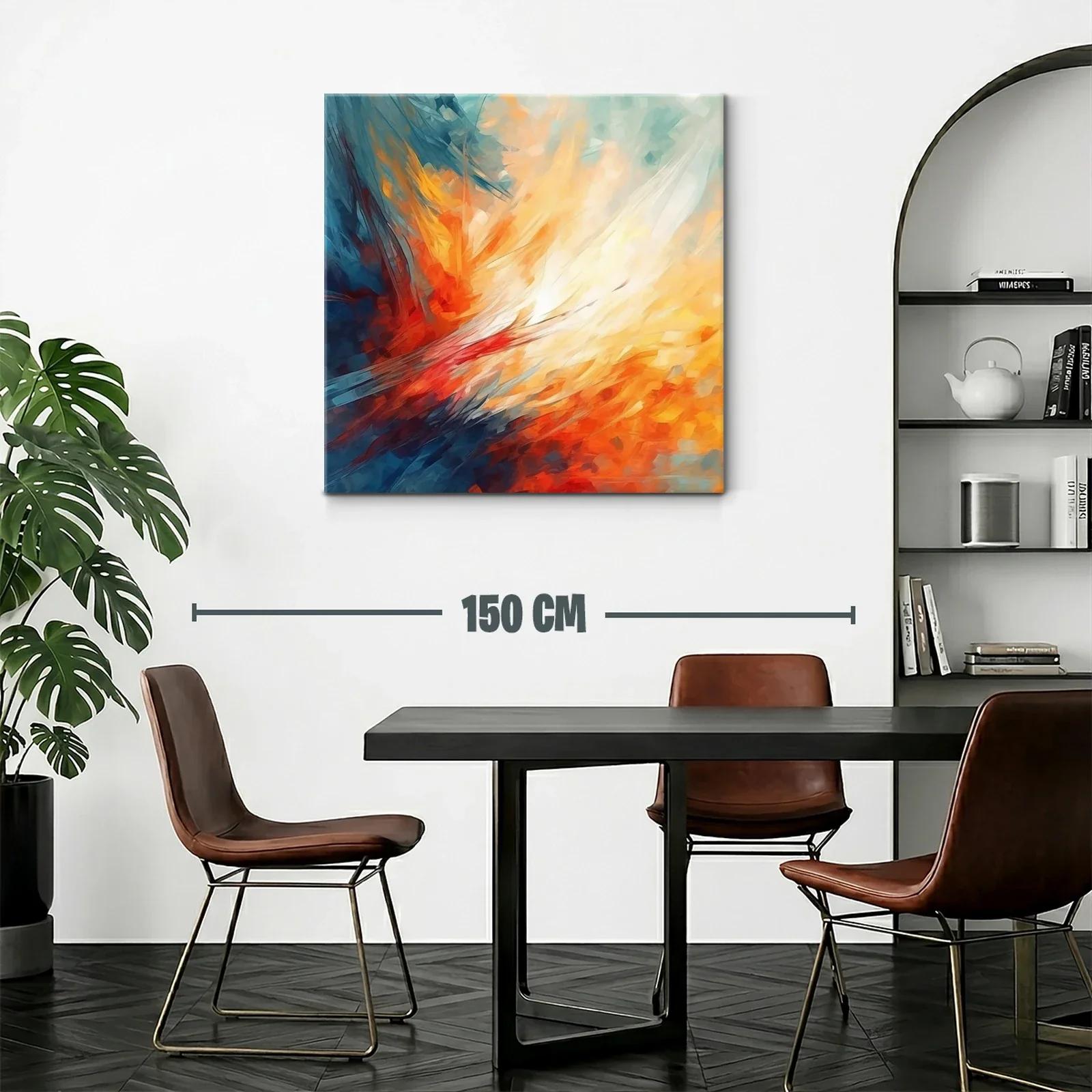 Cuadro abstracto con tonos cálidos y fríos vibrantes — miniatura 2
