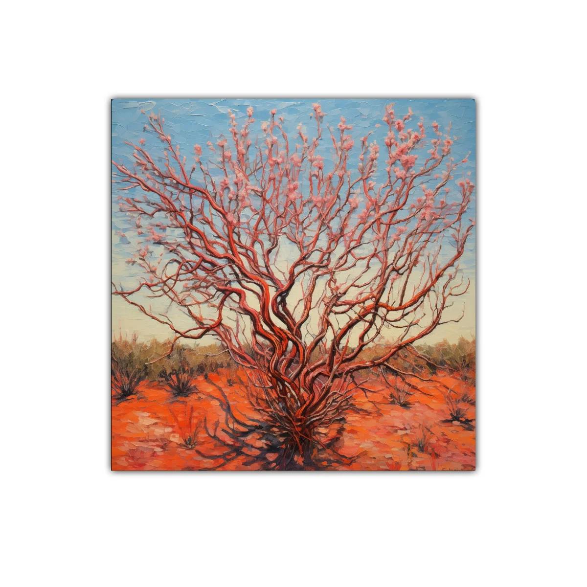 Árbol florido en paisaje desértico al atardecer — imagen principal