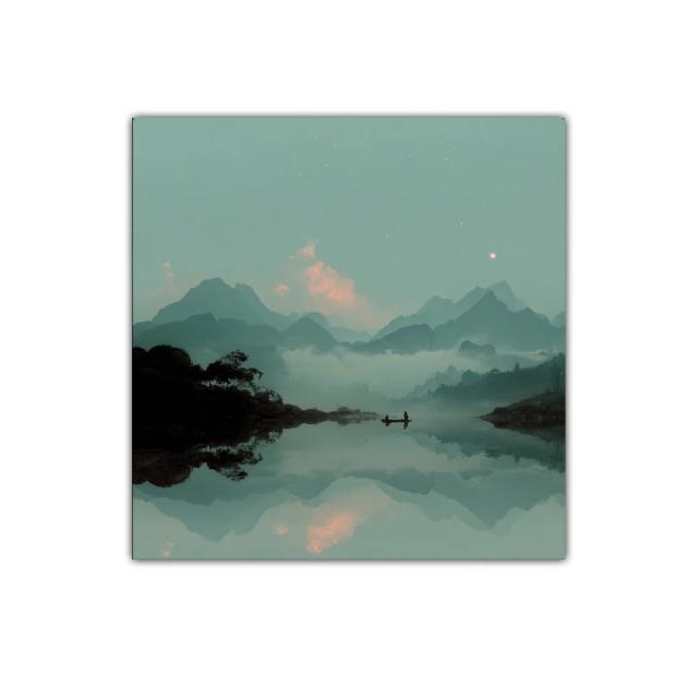 Paisaje de Montañas con Reflejo en Agua Tranquila
