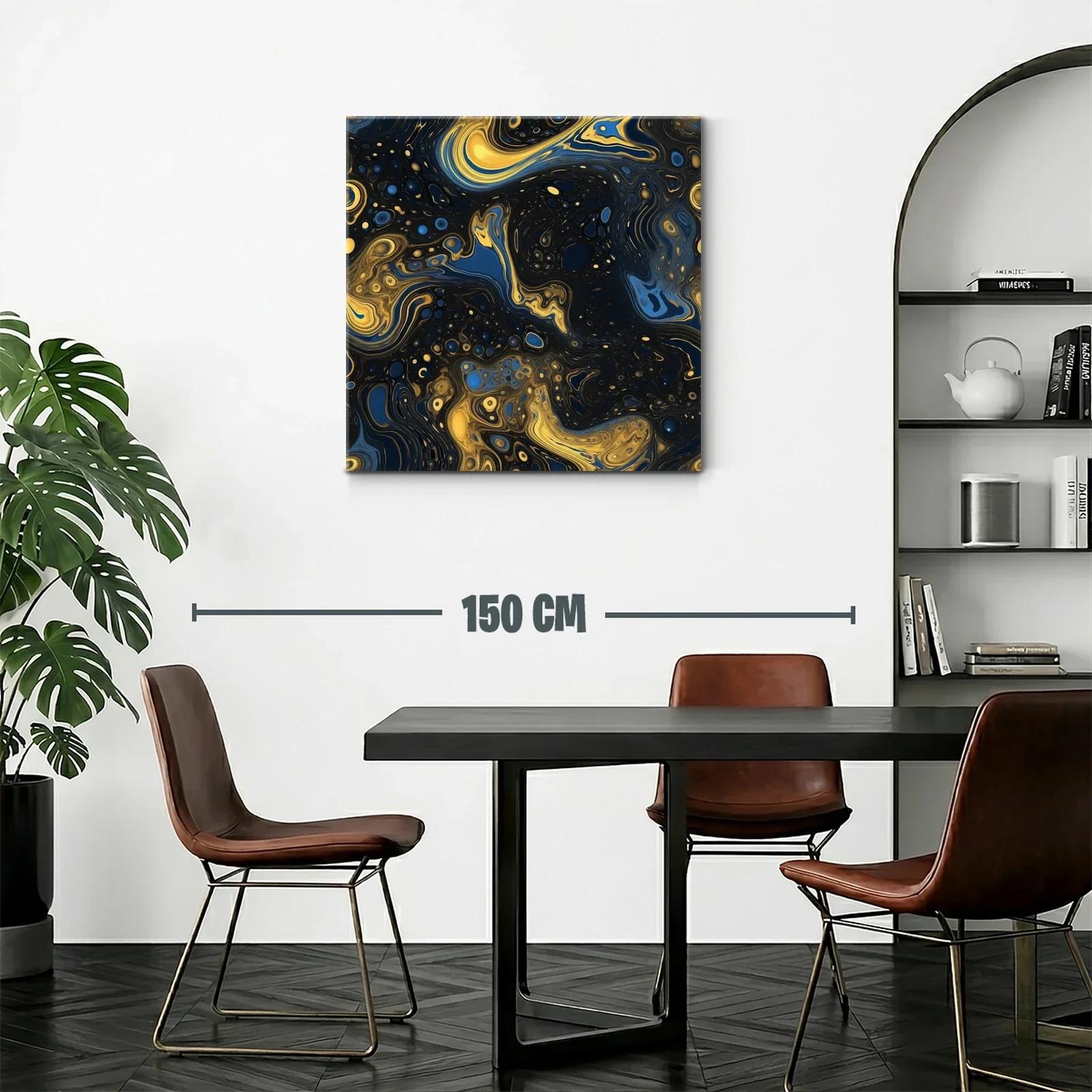 Arte abstracto en tonos azul y dorado brillante — miniatura 2