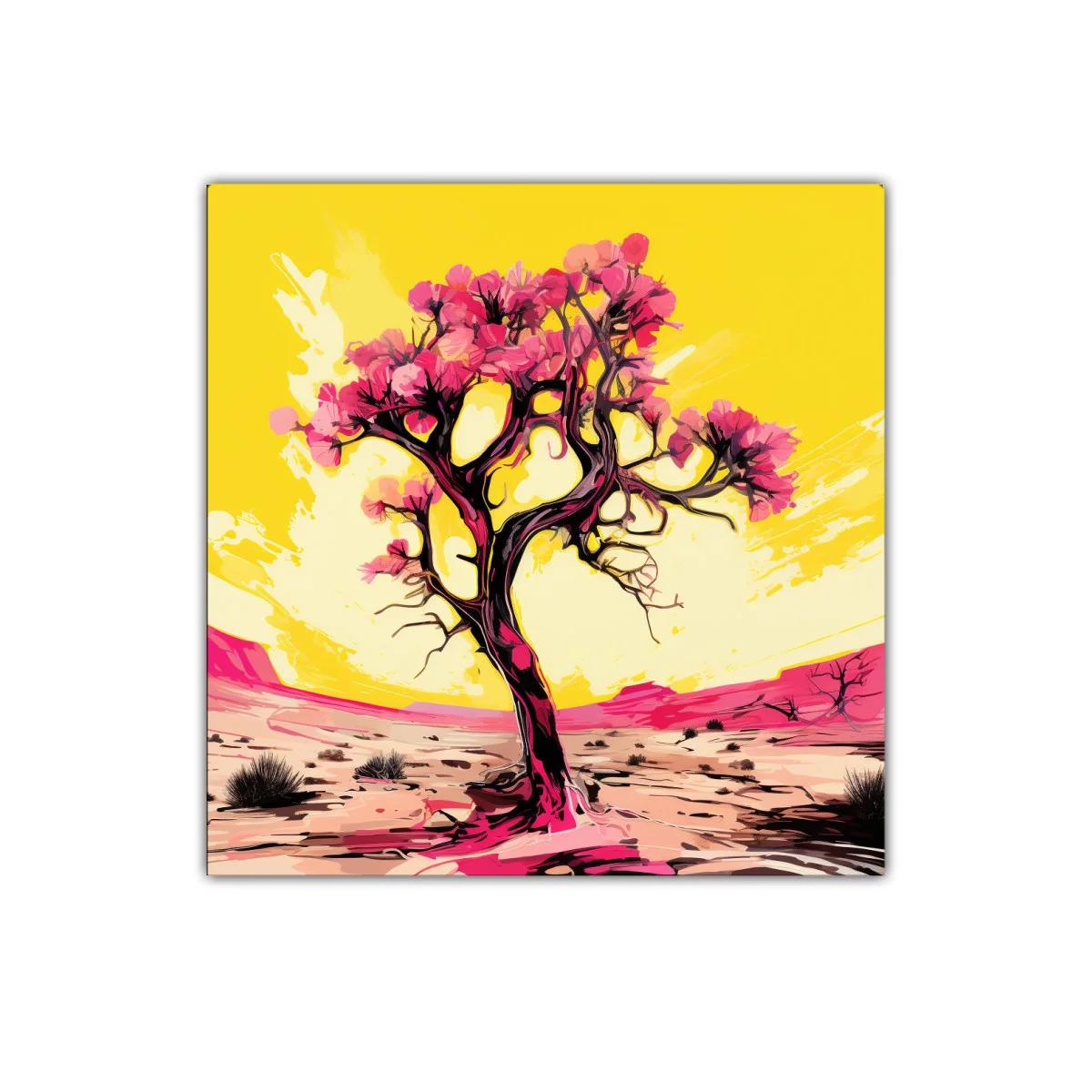 Árbol florido en paisaje vibrante y colorido