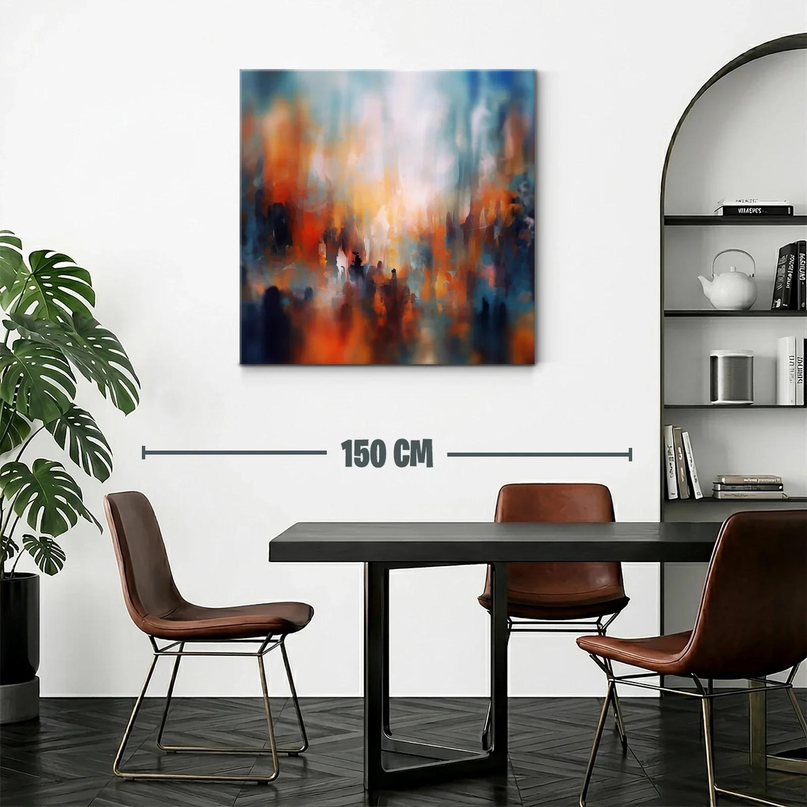 Cuadro Abstracto con Tonos Cálidos y Fríos en Armonía — miniatura 2