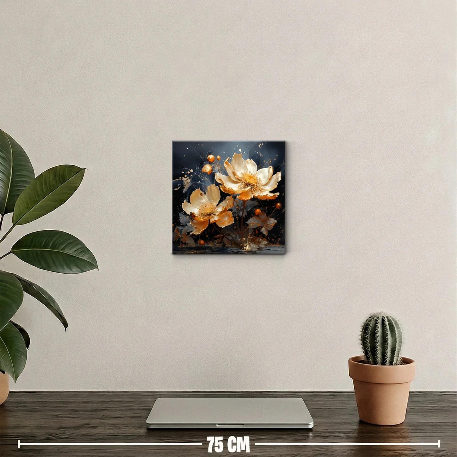 Flores doradas sobre fondo oscuro elegante y sofisticado — miniatura 2