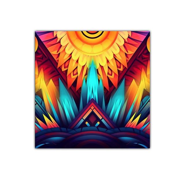Cuadro decorativo con patrón geométrico en tonos vibrantes