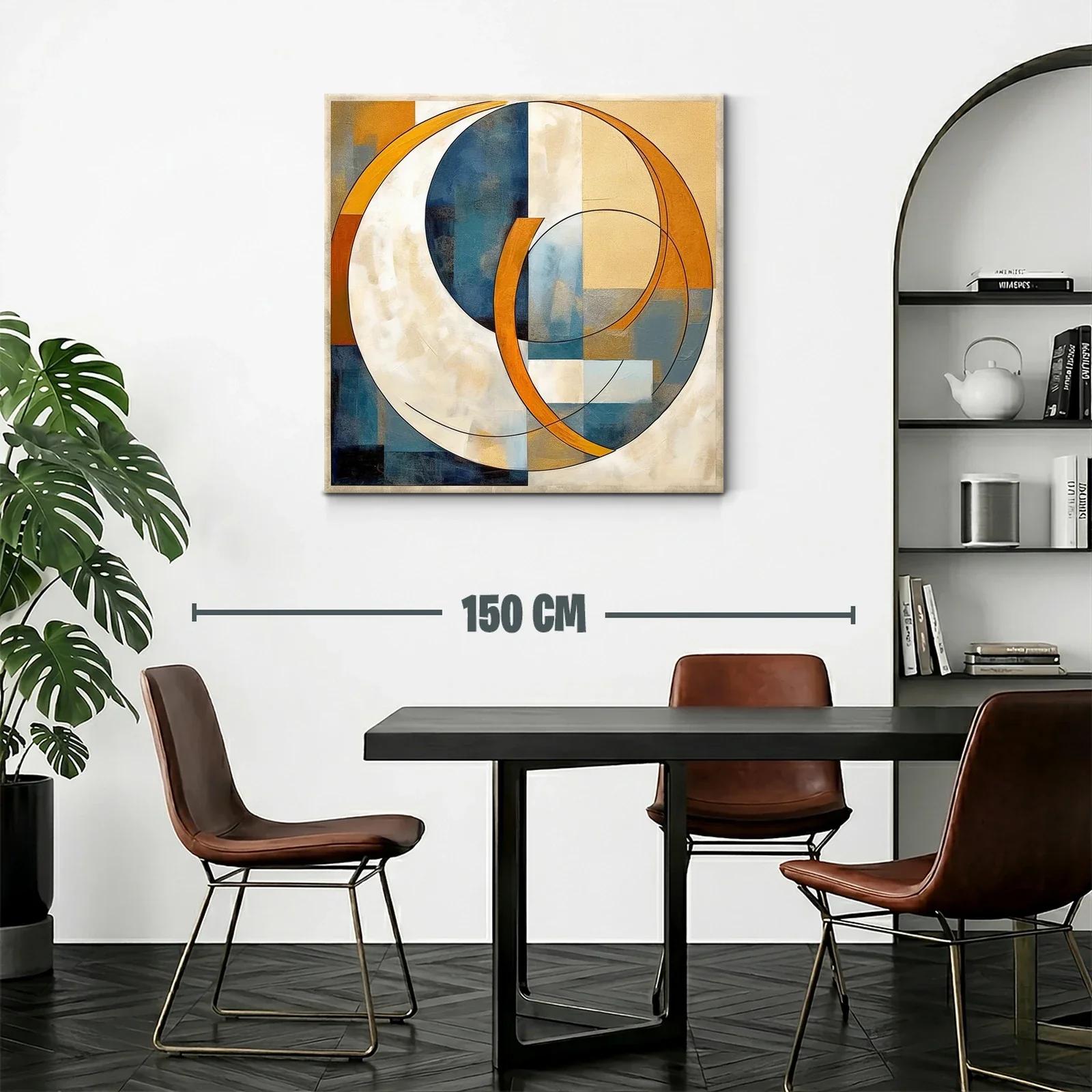 Cuadro abstracto con formas circulares y tonos cálidos — miniatura 2