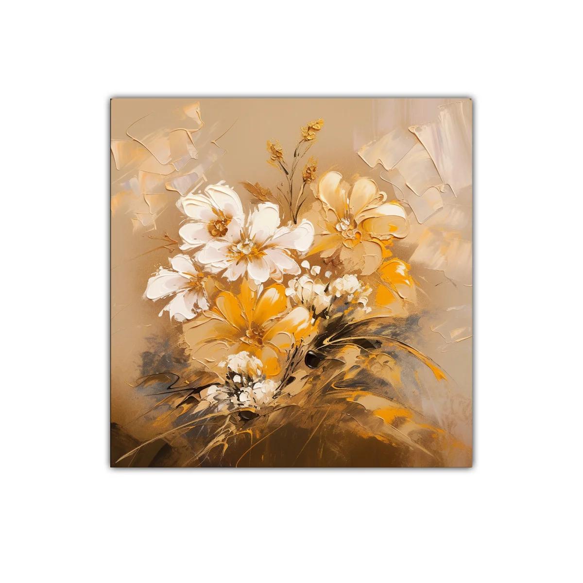 Cuadro floral en tonos cálidos y amarillos dorados — imagen principal