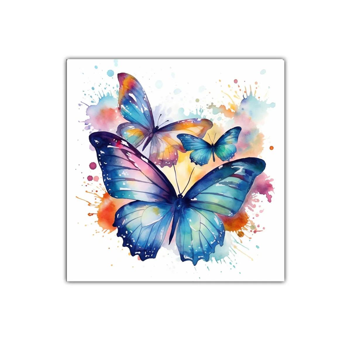 Cuadro decorativo mariposas en acuarela multicolor