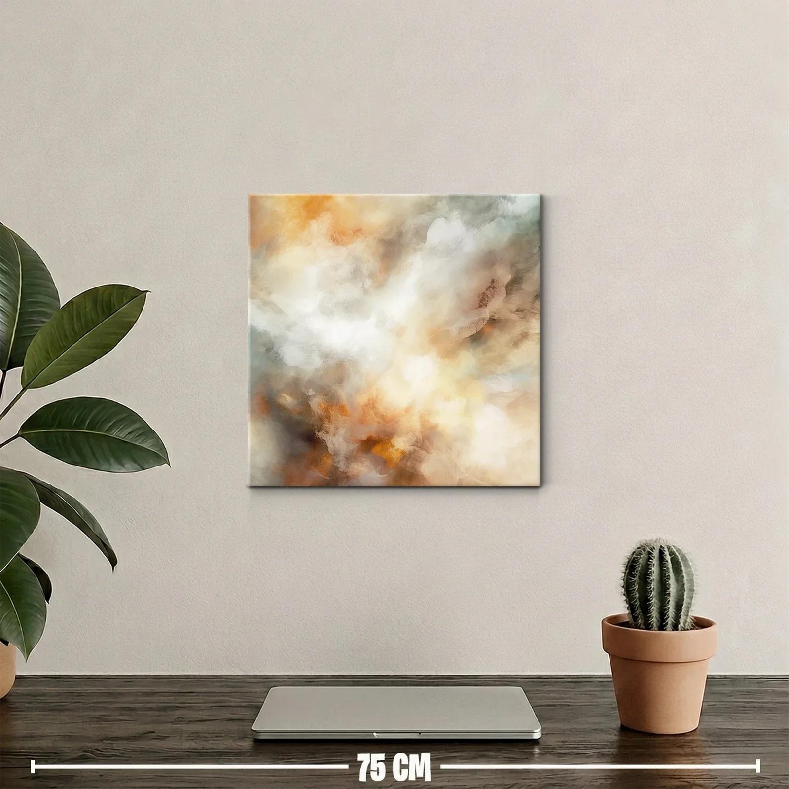Cuadro abstracto en tonos cálidos y neutros para ambientes elegantes — miniatura 2