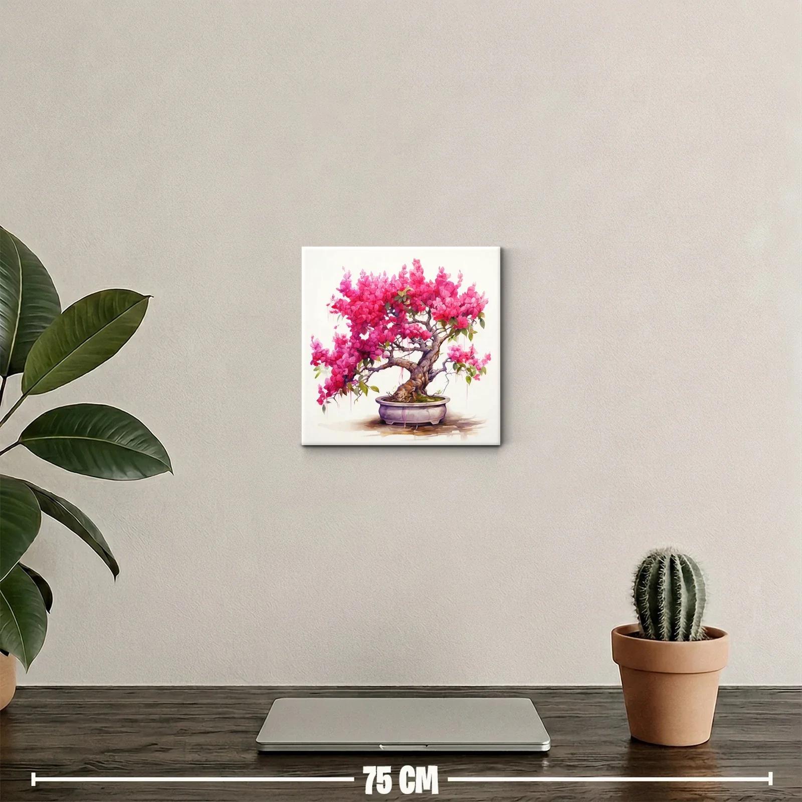 Bonsái con flores vibrantes en tonos rosas y verdes — miniatura 2