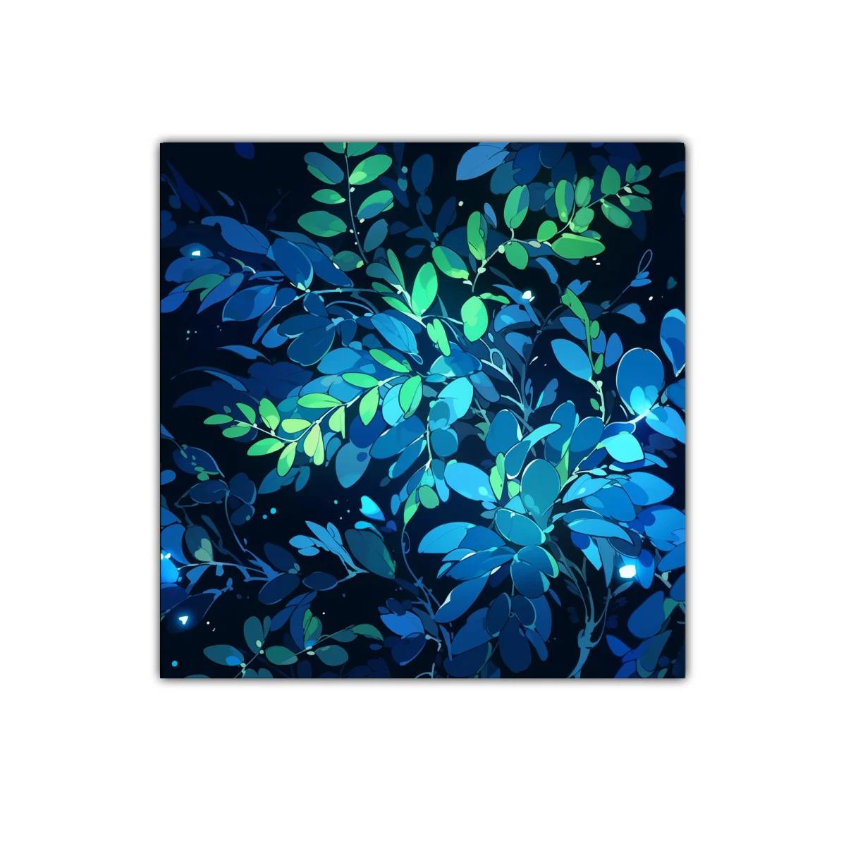 Cuadro Abstracto Hojas en Tonos Azules y Verdes — imagen principal