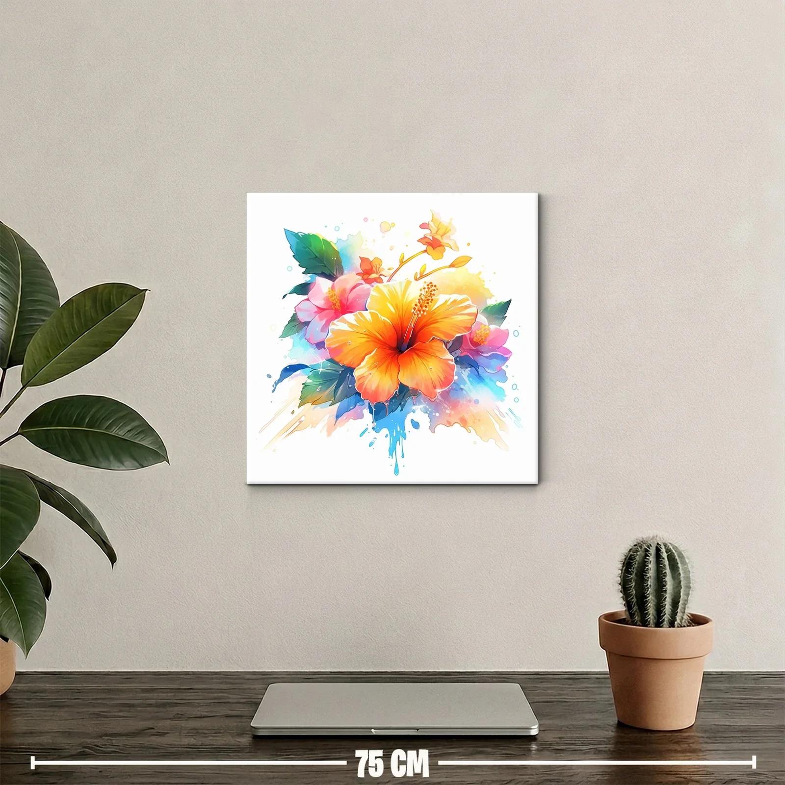 Vibrante composición floral con hibisco y tonos cálidos — miniatura 2