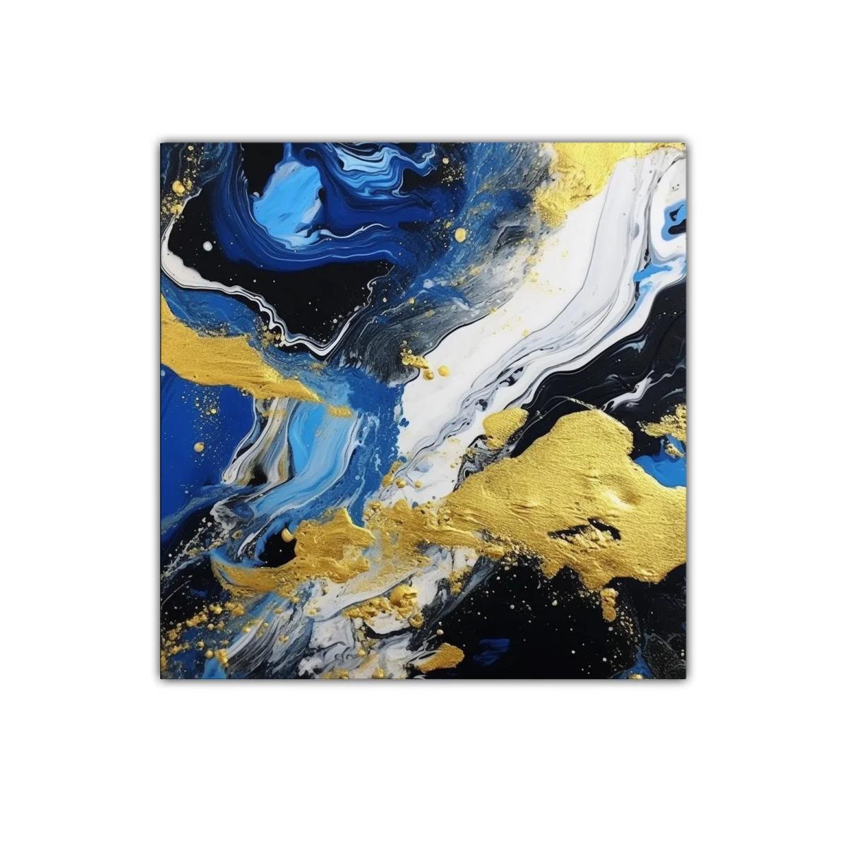 Abstracto vibrante en azul negro y dorado elegante