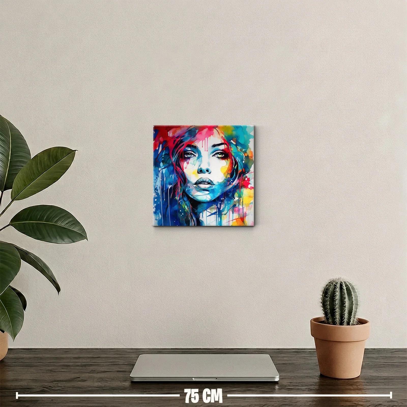 Rostro femenino con explosión de colores vibrantes — miniatura 2
