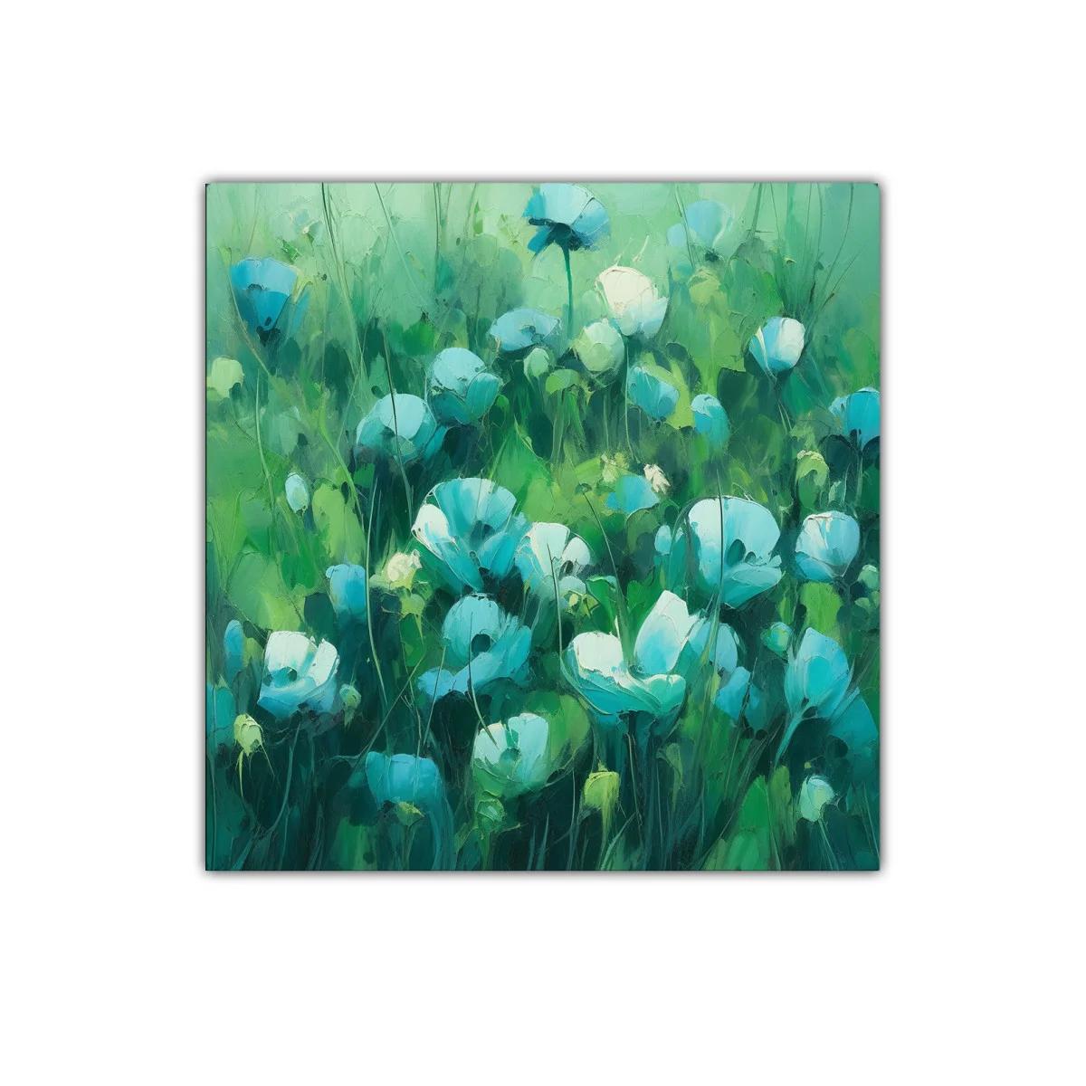 Ramo de flores en tonos verdes y azules vibrantes